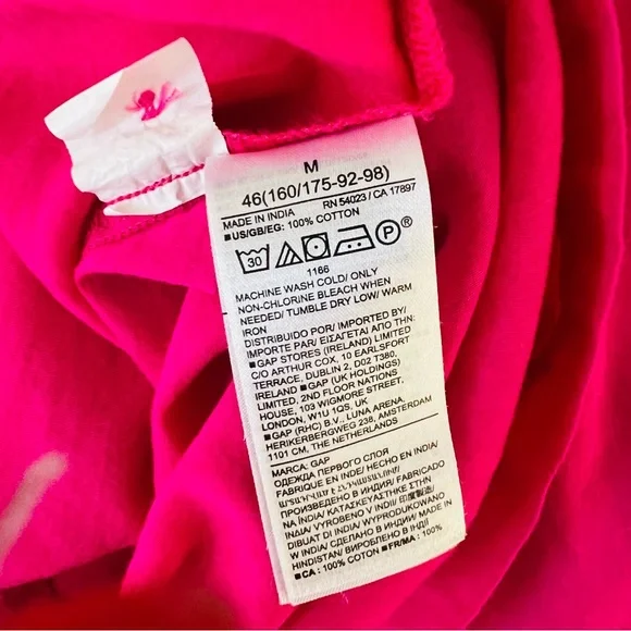 Gap, puff sleeve mock neck button up shirt in neon pink sz M - Picture 6 of 7